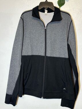 adidas Men's Gray and Black Zip-Up Sweater Jacket